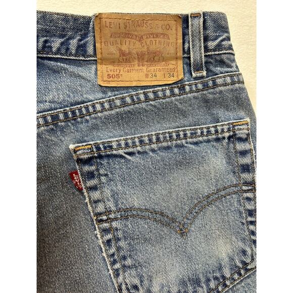 Levis 505 Jeans Mens 34x34 Red Tab Denim Reg fit Straight Leg WORN vintage 11 - Picture 7 of 7